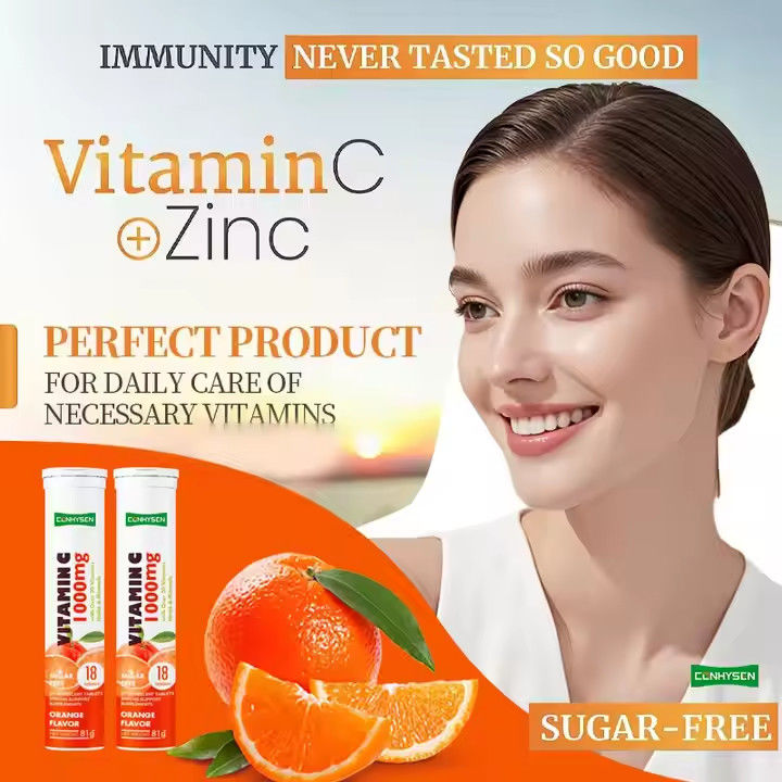OEM ODM Vitamina C Efervescente comprimidos 1000mg Mais de 20 Vitaminas Ervas Minerais Suporte Imune