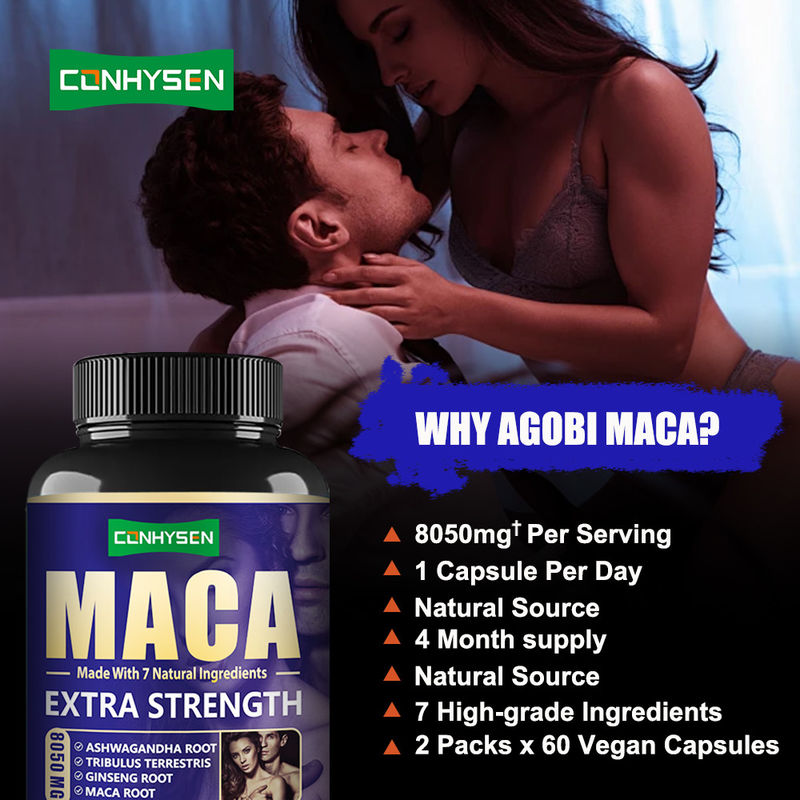 OEM Maca Male Enhancement Capsules Suporte de Energia Homens Pílulas de Potência Tongkat Ali Capsulas