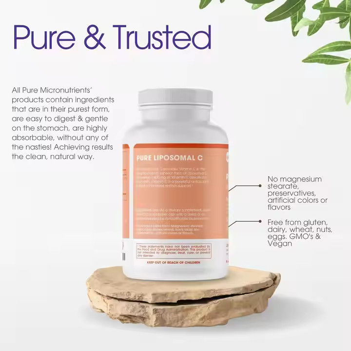 Capsulas de Vitamina C Lipossômica Pura Suportam a Saúde da Pele e das unhas dos Cabelos Suplementos nutricionais
