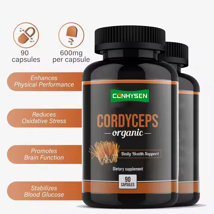 OEM ODM cápsulas orgânicas de cordyceps promove a função cerebral cápsulas de suplemento de ervas