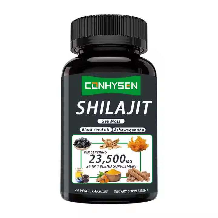 OEM Himalayan Shilajit cápsulas de ácido fulvíco Minerais de mar musgo ácido natural mistura melhora a energia