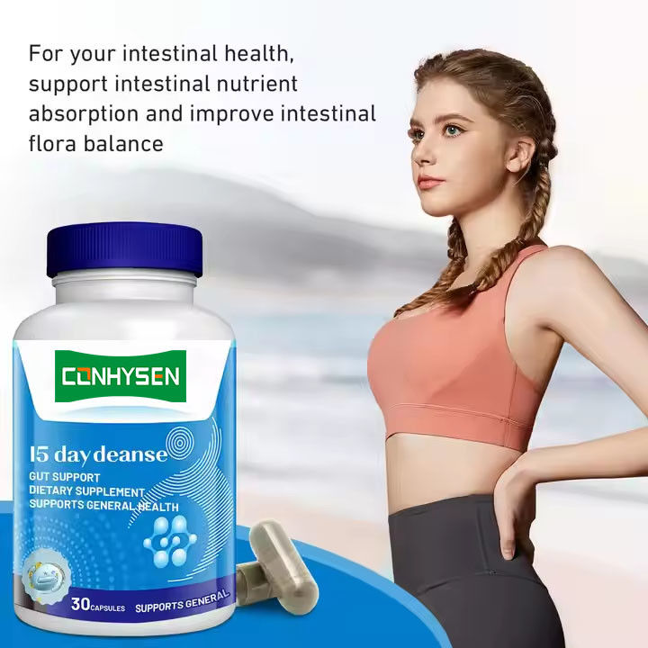 Marca privada 15 dias cápsulas de limpeza intestinal para saúde digestiva e saúde intestinal emagrecimento corporal