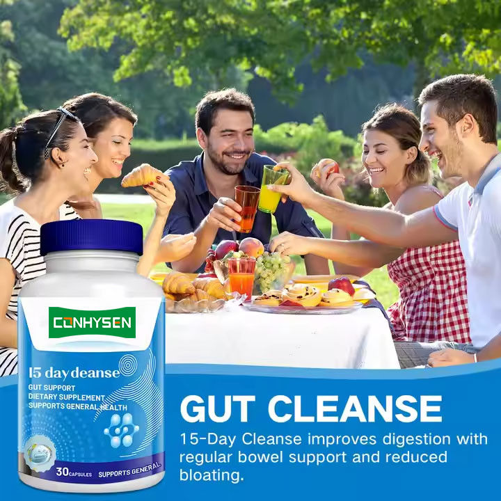 Marca privada 15 dias cápsulas de limpeza intestinal para saúde digestiva e saúde intestinal emagrecimento corporal