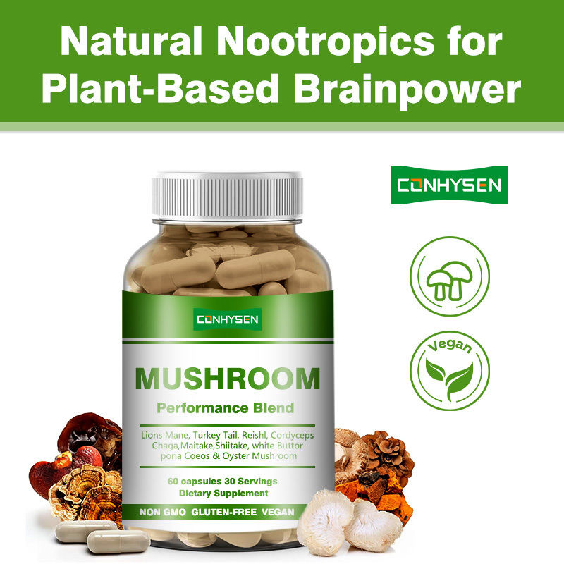 Produtor de suplementos de cogumelos Performance Blend cápsulas para apoiar melhor memória de foco