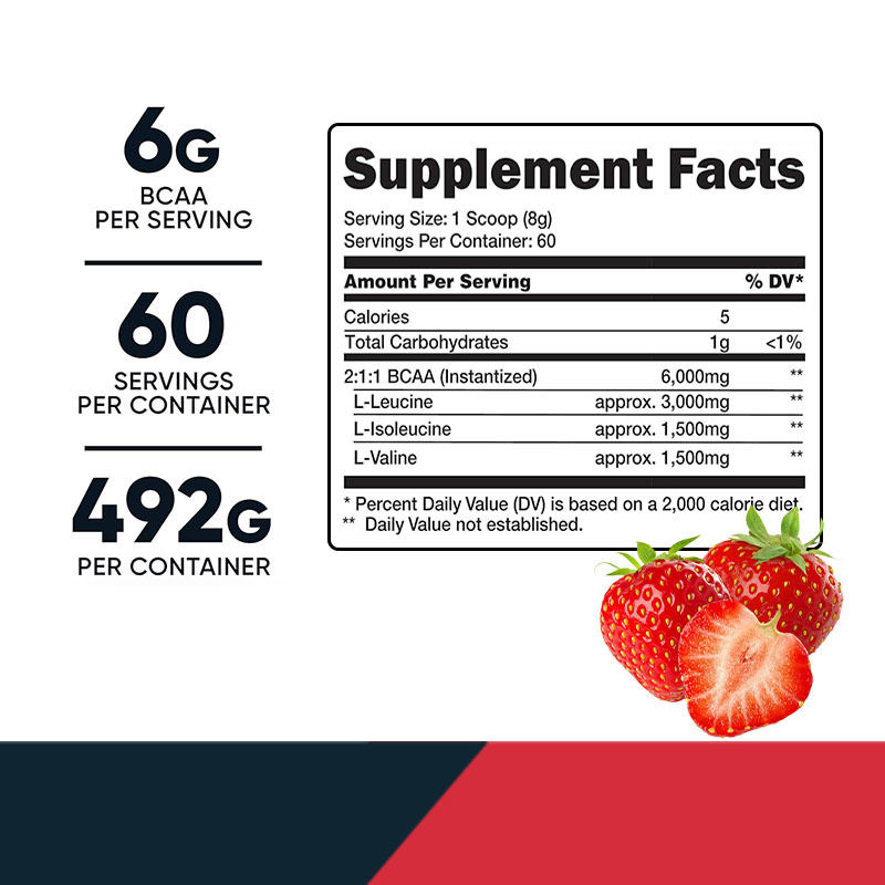 BCAA em Pó Suporte Muscular Rápido Pré-Treino para Academia para Adultos Mulheres Homens
