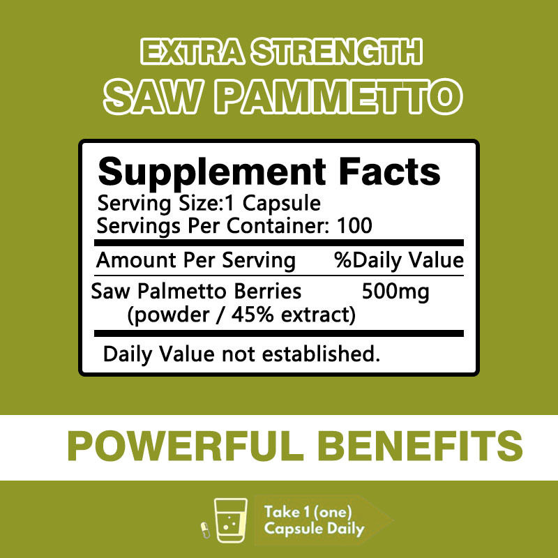 Fabricante de Suplemento Saw Palmetto cápsulas Extra Força Para Reduz a Perda de Cabelo Apoia o Crescimento