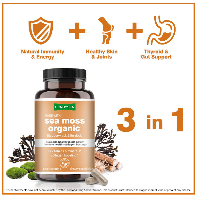 Cápsulas de musgo marinho orgânico com borboleta que destrói a bexiga sustentam articulações e pele saudáveis