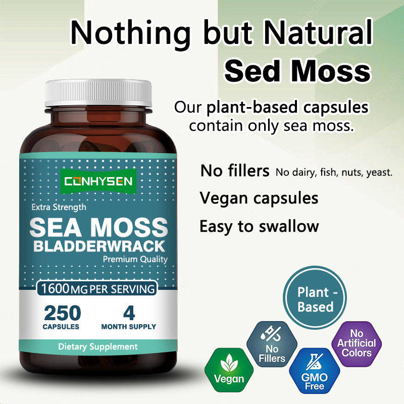 Capsulas de musgo irlandês orgânico para promover a saúde intestinal