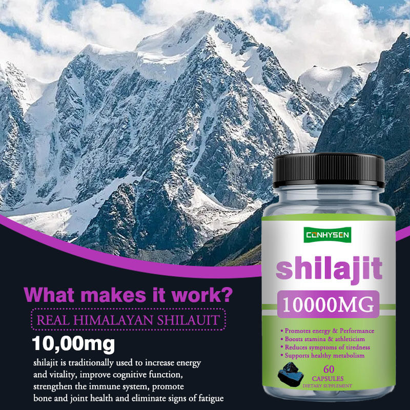 Marcas Próprias Cápsulas de Shilajit Puro 1000mg Cápsulas de Cuidados com a Saúde Promovem Energia e Desempenho