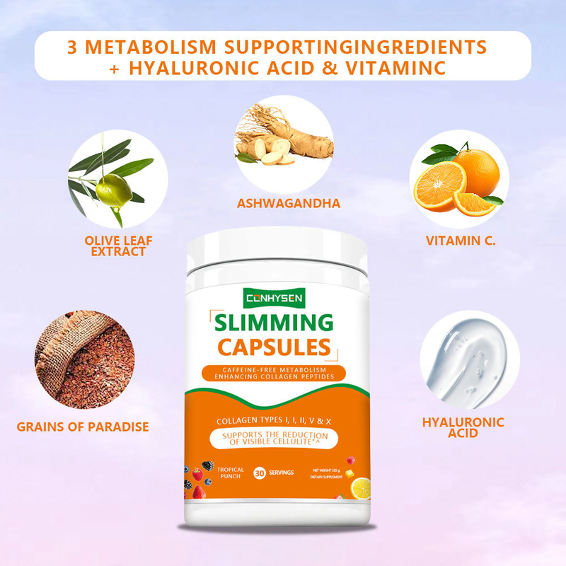 Cápsulas de Emagrecimento com Rótulo Personalizado Suportam Articulações e Ossos com Vitamina C e Suplemento de Ácido Hialurônico