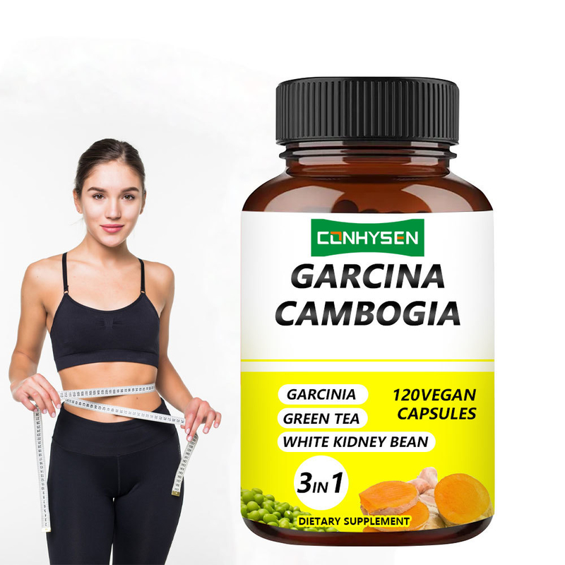 Fornecimento de fábrica Garcinia Cambogia cápsulas 3 em 1 Ingredientes premium aumentam a produção de energia