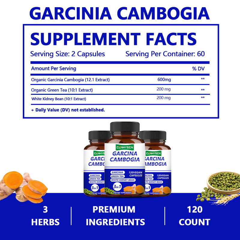 Rótulos Privados Garcinia Cambogia cápsulas 3 em 1 Suplemento Suporta o Equilíbrio do Corpo com Chá Verde