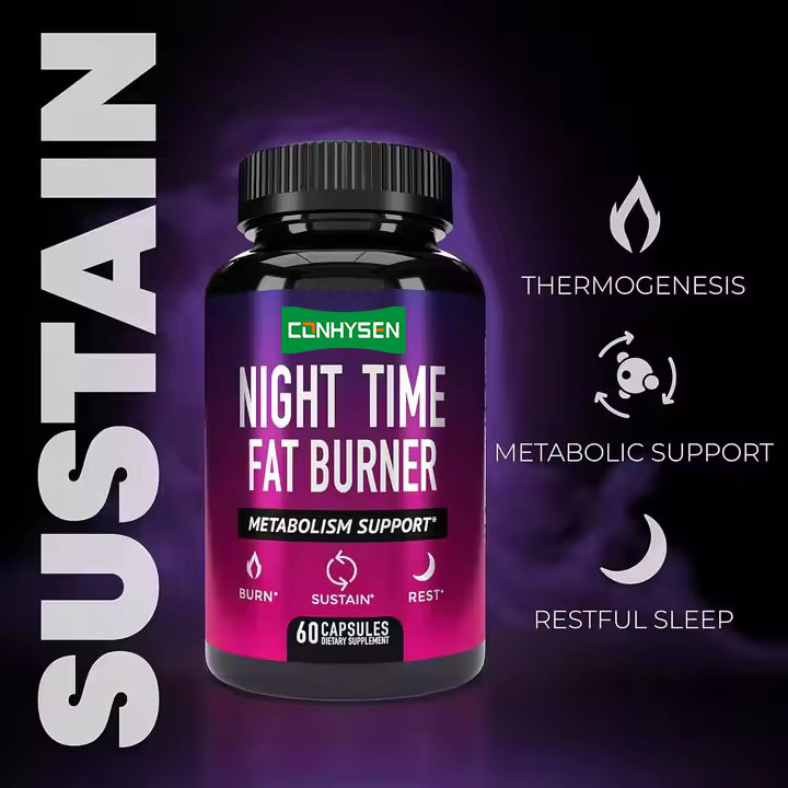 Rótulo Personalizado Queimador de Gordura Noturno Suporte ao Metabolismo Queima Calorias Sono Profundo Acorda Revigorado