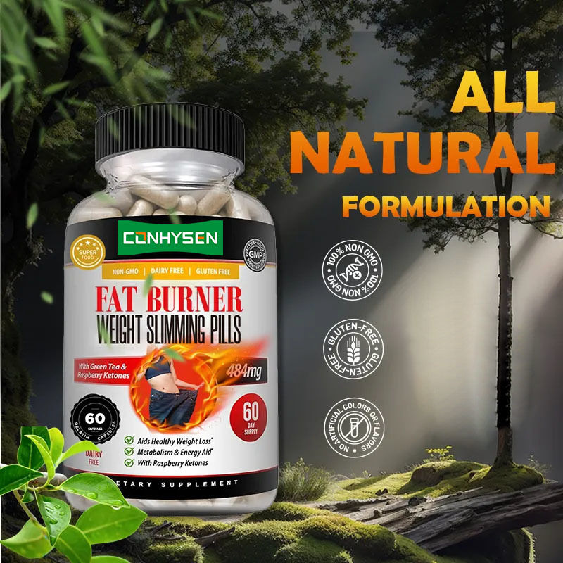 Cápsulas Premium Queimador de Gordura Natural com Chá Verde e Cetonas de Framboesa para Apoio ao Controlo de Peso