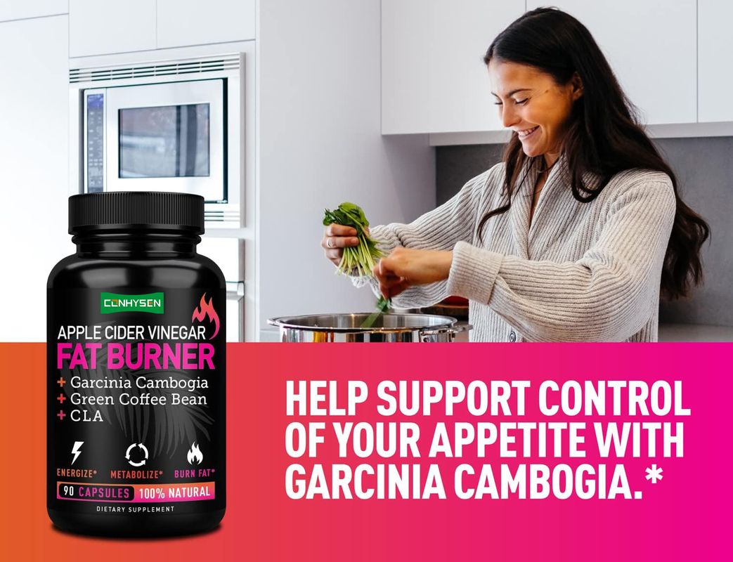 Queimador de Gordura com Vinagre de Maçã, Garcinia Cambogia, Grãos de Café Verde, Keto, Paleo, Controla o Apetite, Apoia o Metabolismo