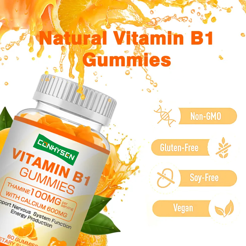 Rótulo privado Vitamina B1 Gomes Aumenta a energia Promove a saúde do coração Mantenha a saúde Fornecimento natural