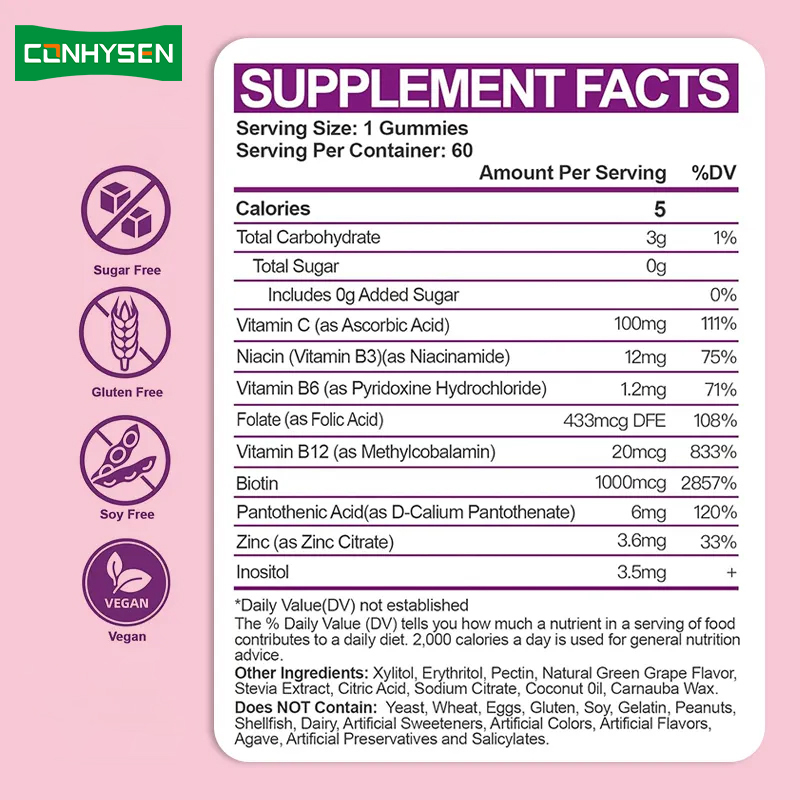 Gomas de Vitaminas do Complexo B para Reforço da Imunidade, Vitamina C, Folato, Suplemento Alimentar, Vitamina B