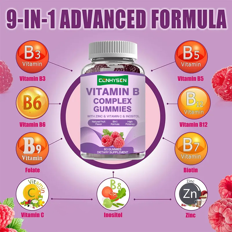 Gomas de Vitaminas do Complexo B para Reforço da Imunidade, Vitamina C, Folato, Suplemento Alimentar, Vitamina B