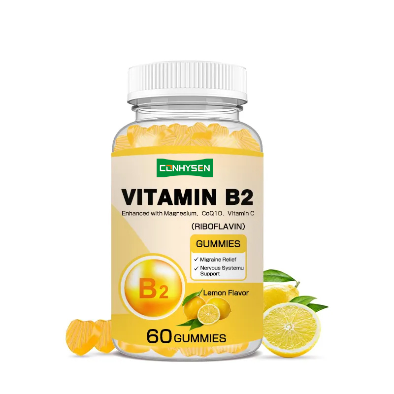Vitamina B2 Gumas Aumentam o Metabolismo Energético Apoio à Pele Apoio aos Olhos Proteção Celular Vegano Amigável Riboflavina