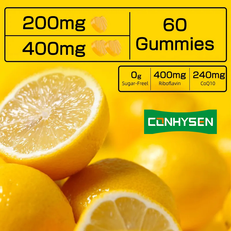 Vitamina B2 Gumas Aumentam o Metabolismo Energético Apoio à Pele Apoio aos Olhos Proteção Celular Vegano Amigável Riboflavina