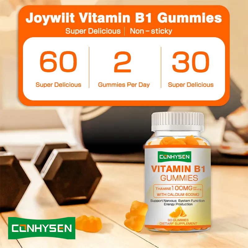 Gomas de vitamina B1 de marca própria aumentam a energia Promovem a saúde do coração Mantêm a saúde geral Fornecimento natural