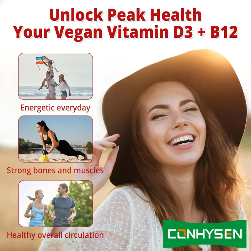 Gomas de Vitamina D3 B12 sem açúcar, direto da fábrica, promovem a vitalidade cerebral e a saúde cardíaca geral