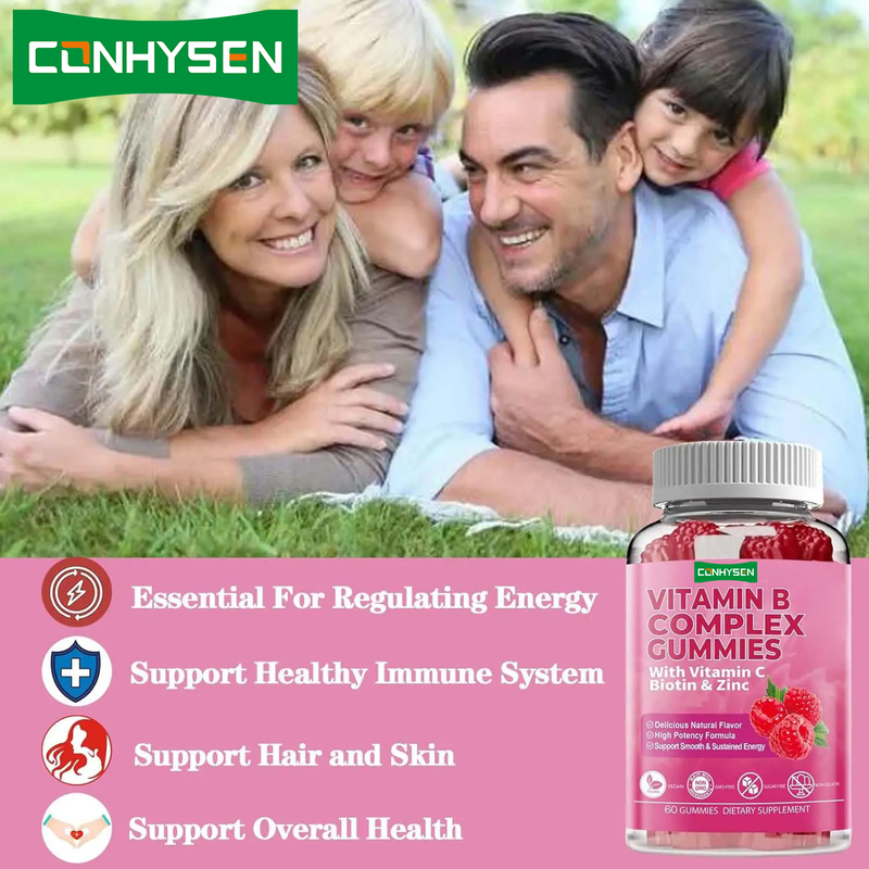 Vitaminas B Complexo Gomes com vitamina B6 Fórmula Natural Suporte Sistema Imune Saudável