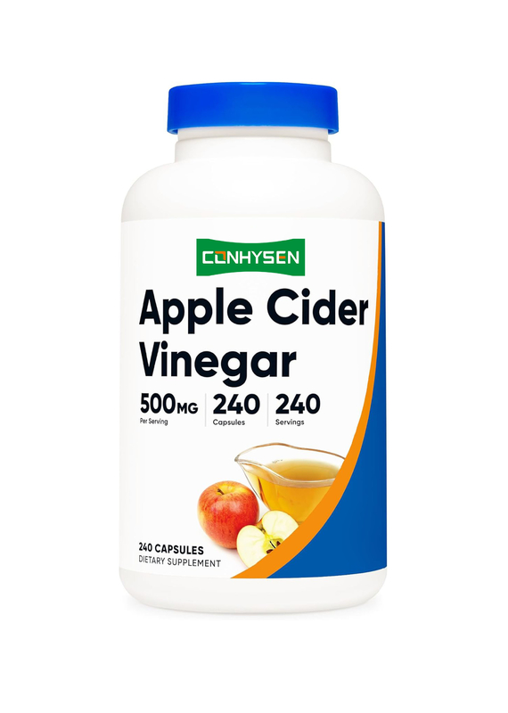 Suplemento dietético OEM Vinagre de Sidra de Maçã cápsulas 500mg 240 Cápsulas vegetarianas GMP vegetariano natural sem OGM sem glúten