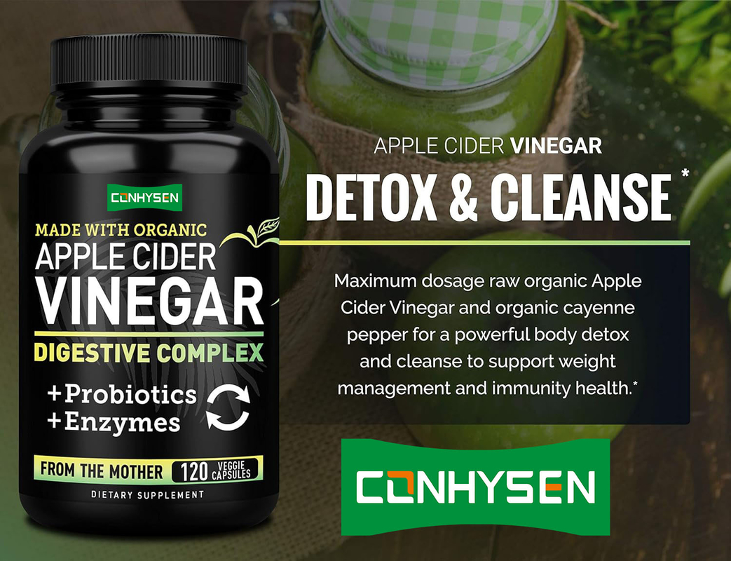 OEM/ODM Perda de peso Capsulas de ACV Capsulas de Vinagre de Sidra de Maçã Supressor de apetite Vinagre de Sidra de Maçã Capsulas de enzimas vitamínicas