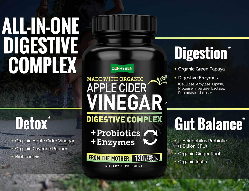 OEM/ODM Perda de peso Capsulas de ACV Capsulas de Vinagre de Sidra de Maçã Supressor de apetite Vinagre de Sidra de Maçã Capsulas de enzimas vitamínicas