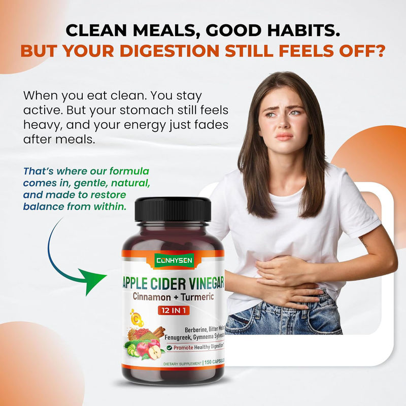 A fórmula da cápsula de vinagre de maçã apoia a desintoxicação e limpeza da digestão energética - ACV