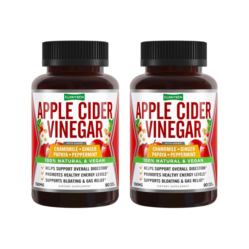 Vinagre de Sidra de Maçã cápsulas de suporte digestivo com gengibre mamão camomila pimenta natural alívio de inchaço aumento de energia