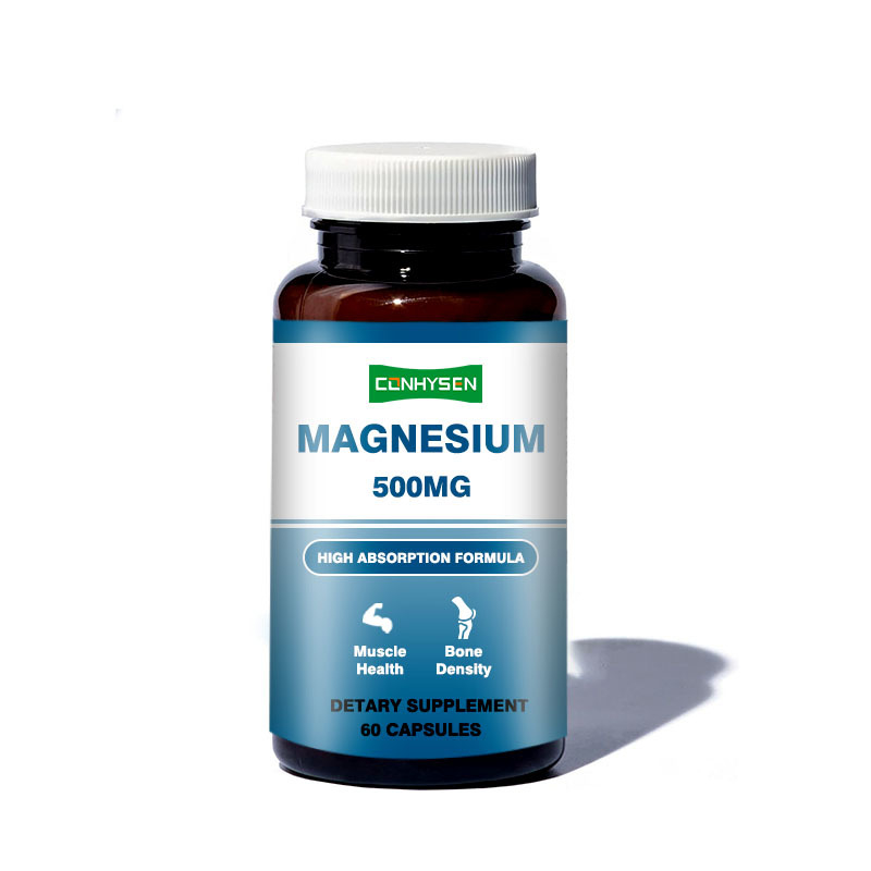 Cápsulas de magnésio personalizadas de marca 500mg Suporta memória e função cerebral Não OGM