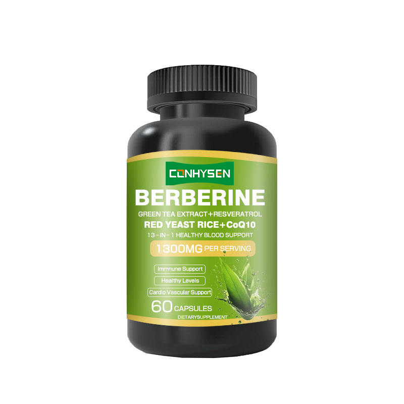 OEM/ODM 1300mg cápsulas de berberina 13-em-1 para suporte de sangue saudável suplemento de extrato de chá verde