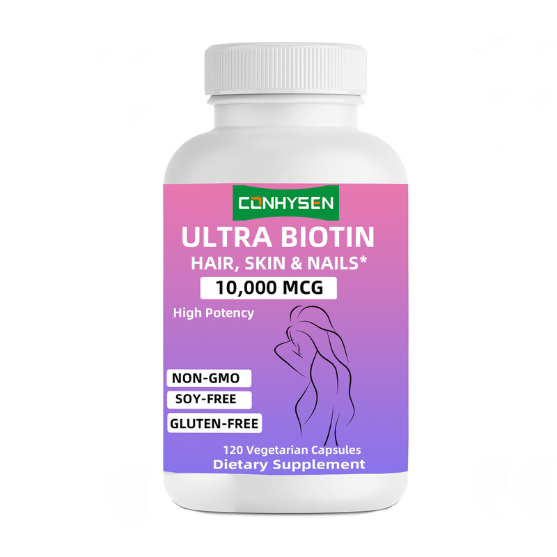 Cápsulas de Biotina Ultra Personalizadas da Marca, Sem OGM, Promovem a Beleza de Cabelos, Pele e Unhas, Suplemento