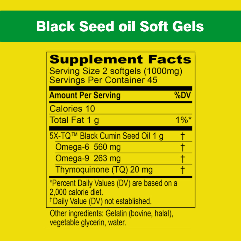 Óleo de sementes pretas personalizado Premium Softgels OEM para suporte imunológico saúde articular