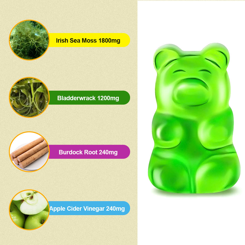 Gomas de Musgo Marinho com Sabor de Maçã da Fábrica Apple para Desintoxicação e Limpeza com Marca Personalizada