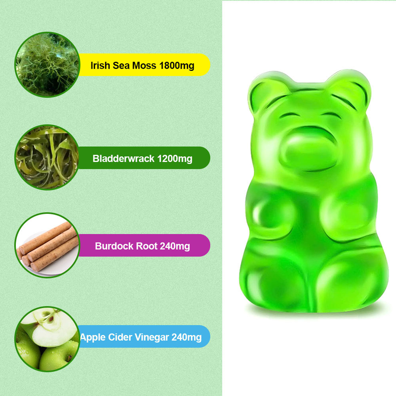 OEM/ODM Custom Organic Sea Moss Gummies Candy Suporte articular ósseo saudável