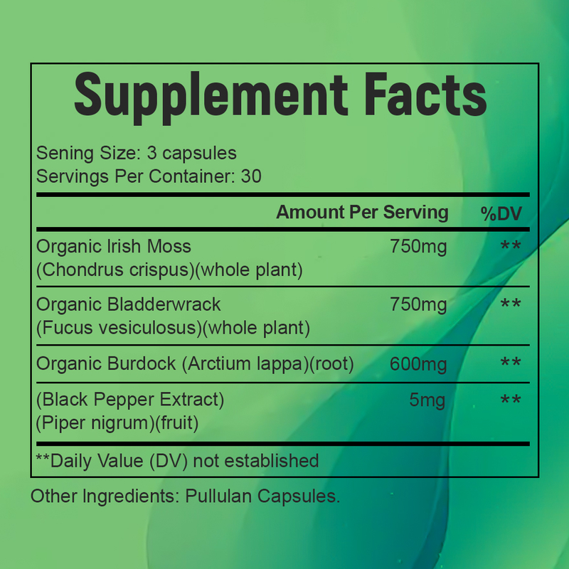 Fabricante de cápsulas de musgo marinho natural com marca personalizada para aumentar a produção de energia