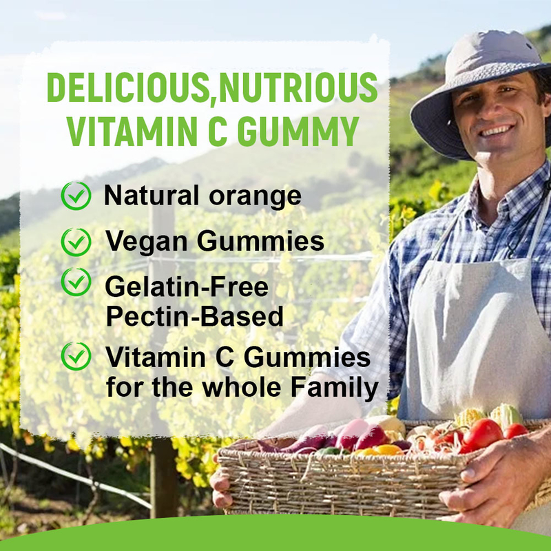 Gomas de vitamina C sabor natural a laranja por atacado da fábrica Suporte para energia cardíaca