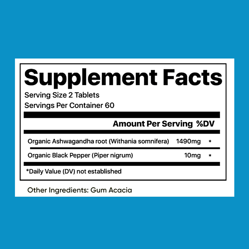 Fórmula de absorção melhorada com ashwagandha orgânico e pimenta preta