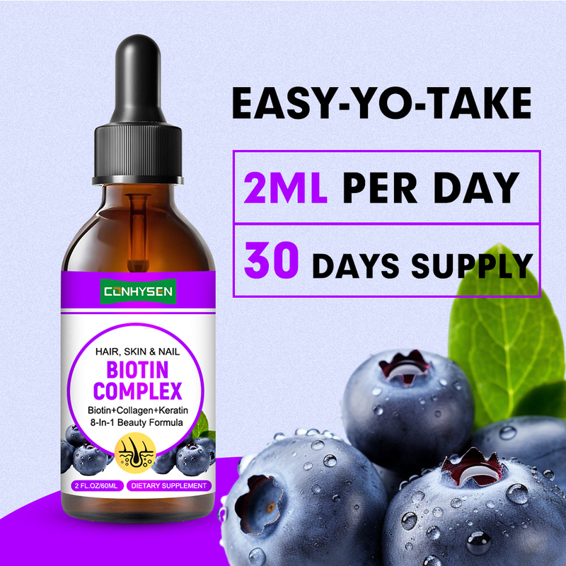 Biotina Complexo Gotas Líquidas para Cabelos, Pele, Unhas Suporte de Saúde