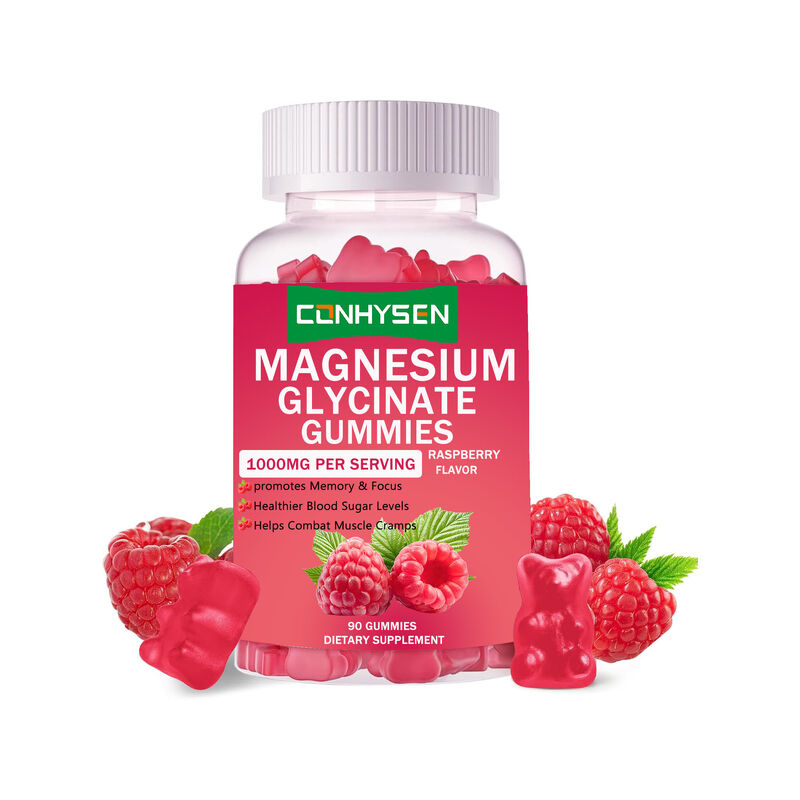 Venda Quente de Marca Privada Vegano Suplemento Dietético de Vitamina D Melhora a Qualidade do Sono Glicato de Magnésio Gummies