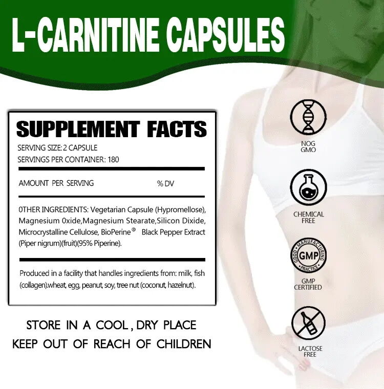 Marca Privada Suplementos Dietéticos L-carnitina Fumarato Folha de Lótus Emagrecimento Perda de Peso Cápsulas de L-carnitina Fibra dietética