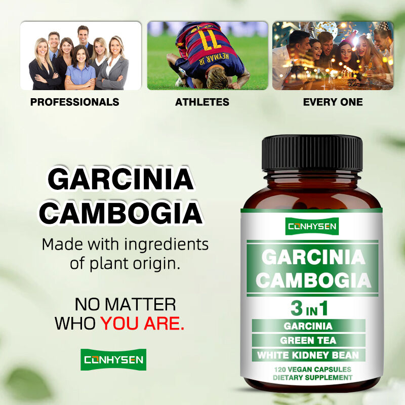 Cápsulas de Garcinia Cambogia OEM para Suporte à Produção de Energia, Equilíbrio Corporal, Fibra Alimentar, Cápsula para Perda de Peso