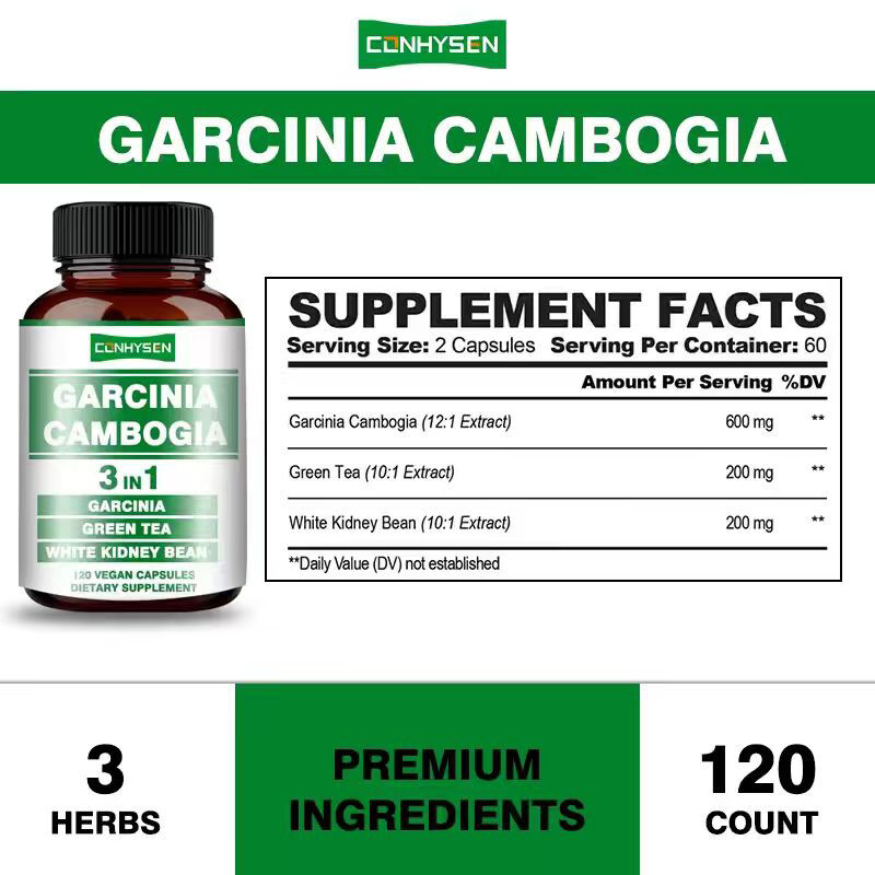 Cápsulas de Garcinia Cambogia OEM para Suporte à Produção de Energia, Equilíbrio Corporal, Fibra Alimentar, Cápsula para Perda de Peso