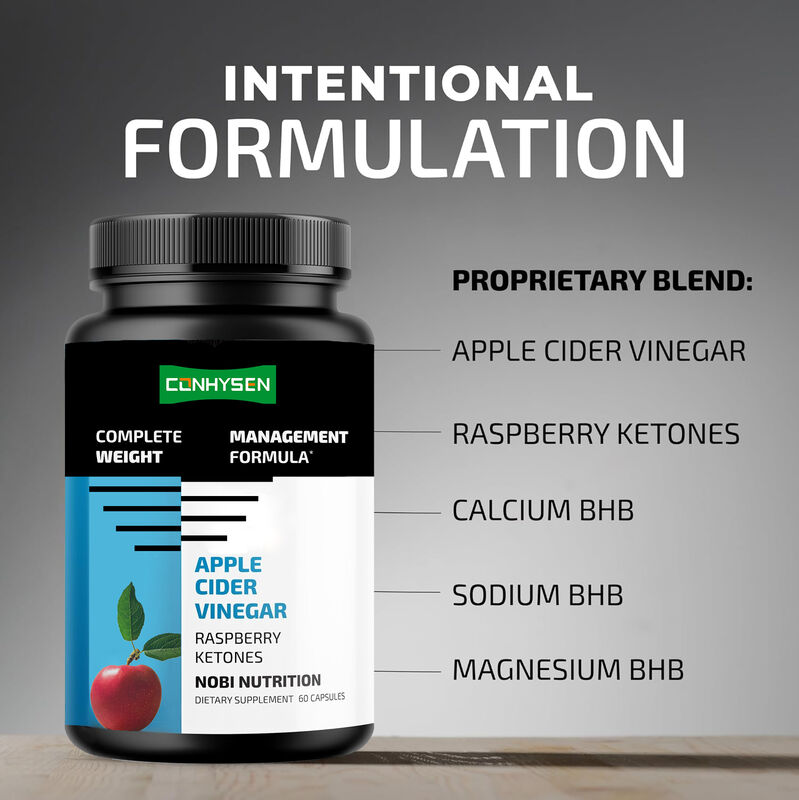 OEM Suplementos dietéticos de fibra Vegano natural Vinagre de maçã cápsulas de vinagre de maçã puras de desintoxicação Maçã apoia o controle de peso