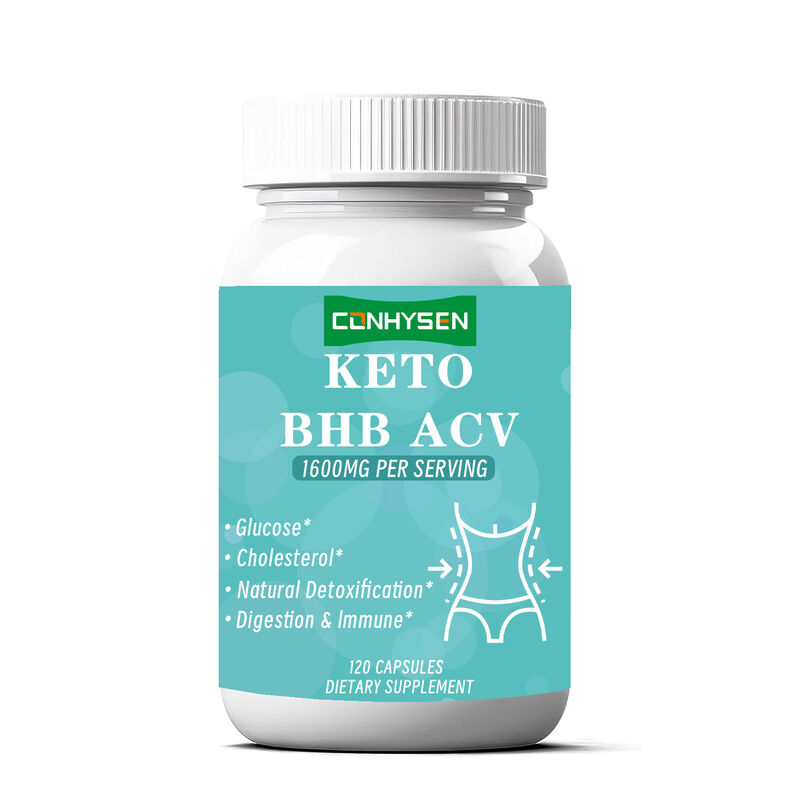 OEM private label Keto ACV BHB cápsulas para impulsionar o metabolismo 1400mg vinagre de maçã para controle de peso Fibra dietética