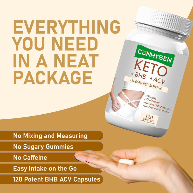Cápsulas Private Label Keto+ACV+BHB com BHB e Vinagre de Maçã para Controle de Peso, Aumento de Energia, Foco e Queima de Gordura