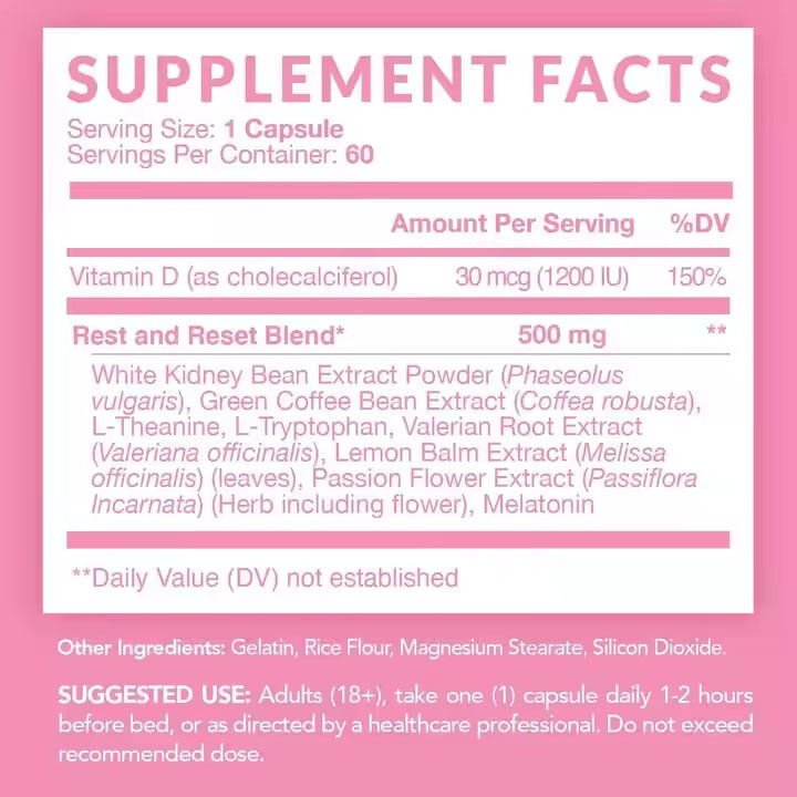 Cápsulas Queimador de Gordura Noturno com Extrato de Feijão Branco para Acelerar o Metabolismo e Apoiar a Recuperação Muscular para Mulheres